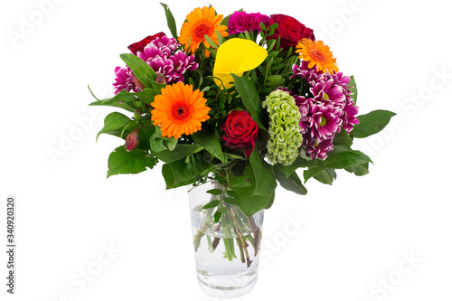 Colorful flower bouquet in a vase isolated © El