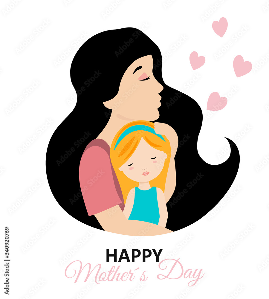 Mothers day card. Embraced mother and daughters. isolated vector
Mothers day card. Embraced mother and daughters. isolated vector