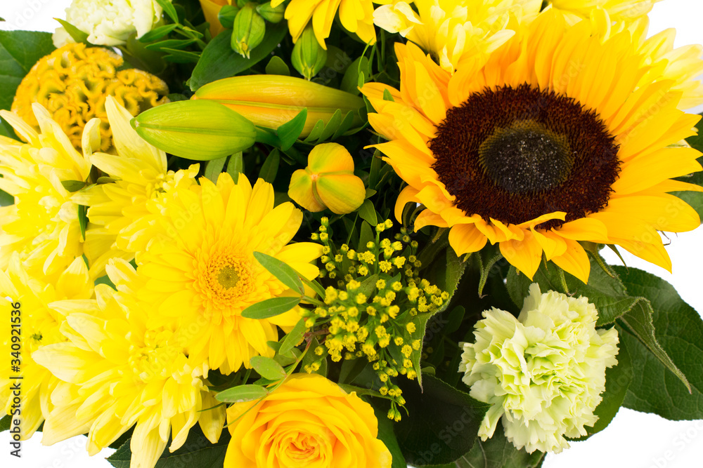 Colorful flower bouquet in a vase isolated Colorful flower bouquet in a vase isolated
