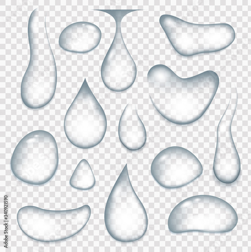 Realistic water drops, drops after the rain. Current raindrops or spray