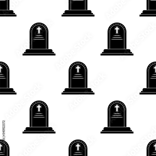 Grave Icon Seamless Pattern, Buried Human Dead Body Location
