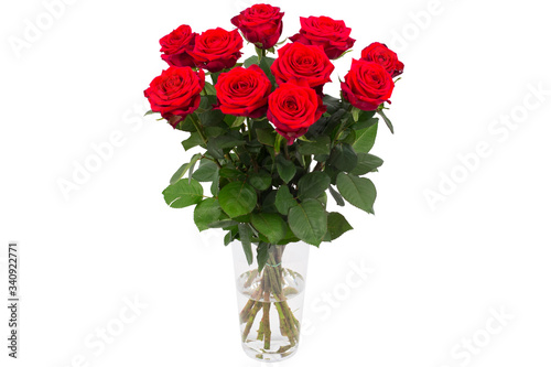 Rose flower bouquet in a vase isolated