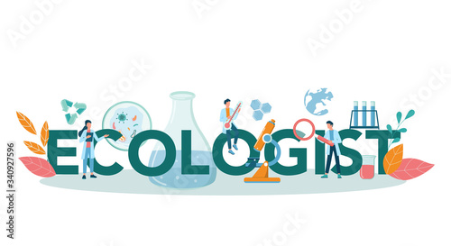 Ecologist taking care of Earth and nature concept. Set of scientist
