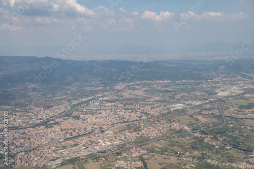 Aerial of the Tuscany countryside near to Florence, Italy.