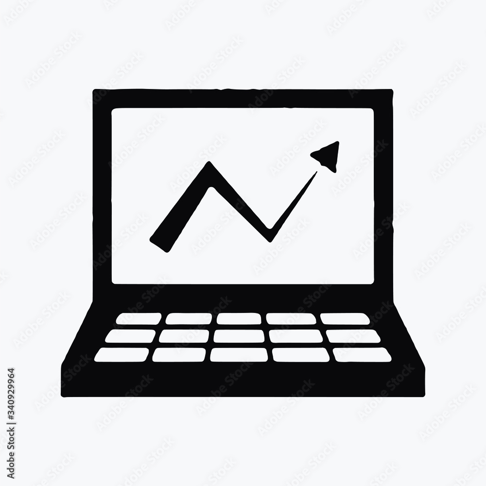 chart on laptop single vector icon symbol chart on laptop single vector icon symbol