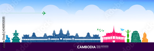 Cambodia travel destination grand vector illustration. 