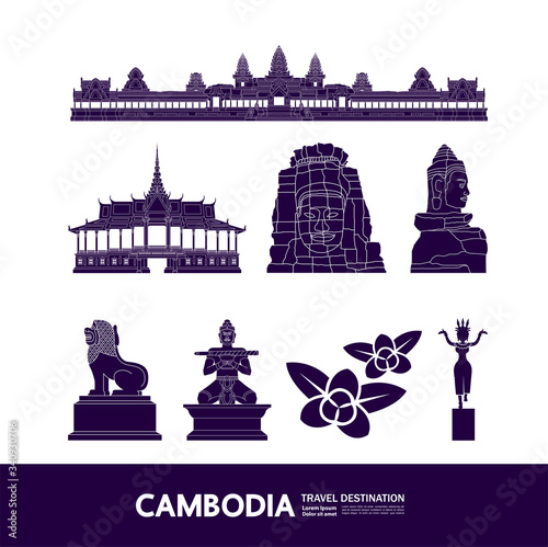 Cambodia travel destination grand vector illustration. 