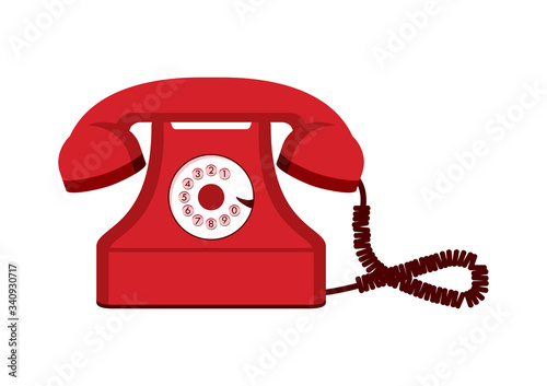 Old red telephone vector. Vintage red phone vector. Retro telephone icon. Red telephone icon isolated on a white background
