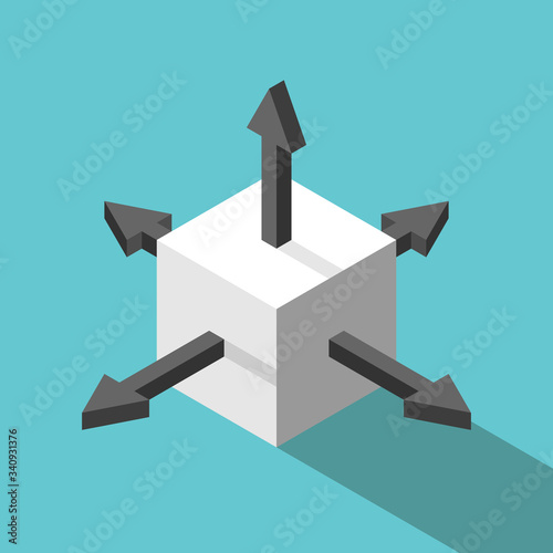 Isometric cube, arrows, directions