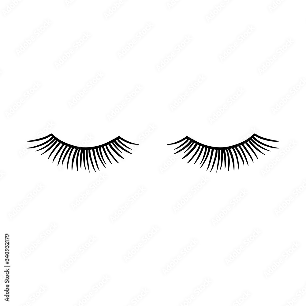 Long black lashes vector illustration. Beautiful Eyelashes isolated on white Long black lashes vector illustration. Beautiful Eyelashes isolated on white