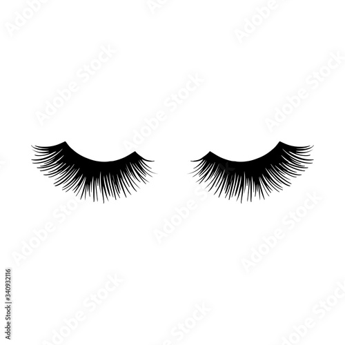Long black lashes vector illustration. Beautiful Eyelashes isolated on white