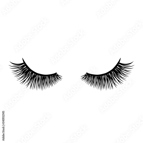 Long black lashes vector illustration. Beautiful Eyelashes isolated on white
