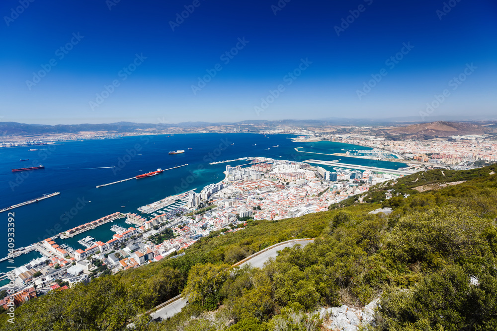 bay and docks from the rock of Gibraltar