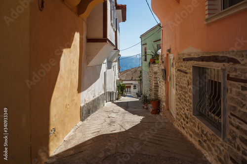 Fototapeta Naklejka Na Ścianę i Meble -  KAVALA, GREECE - SEPTEMBER, 15, 2018: Beautiful streets with old house in the old part town