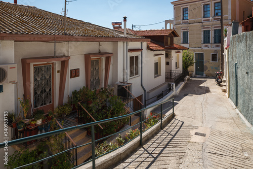 Fototapeta Naklejka Na Ścianę i Meble -  KAVALA, GREECE - SEPTEMBER, 15, 2018: Beautiful streets with old house in the old part town
