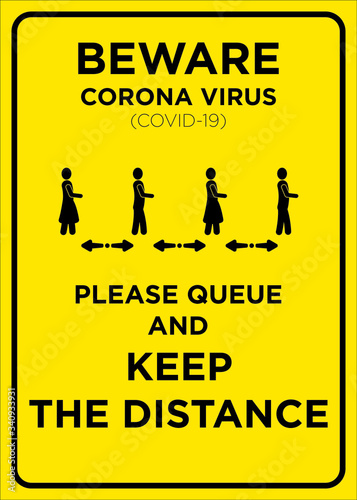 Vector Poster: Corona Virus (COVID-19), Queue with Physical Distancing Poster