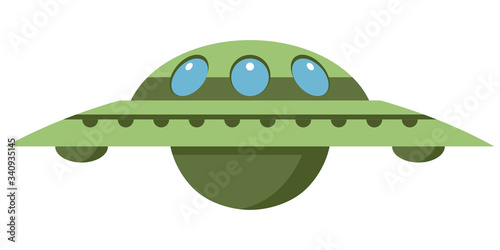 Flying saucer in cartoon style. UFO isolated on white background.