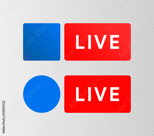 Social media Live button. Facebook style badge. Streaming blue icon. Bradcarting sign. Vector illustration