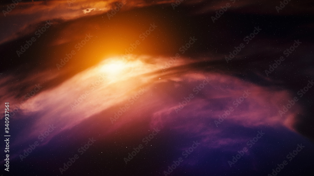 Space background with big nebula and stars.