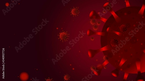 Coronavirus background in red. Covid-19. 2019-nCov infection spread. 4K