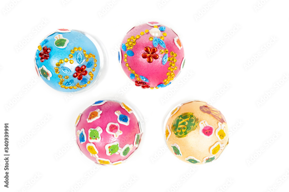 colorful eggs on white colorful eggs on white