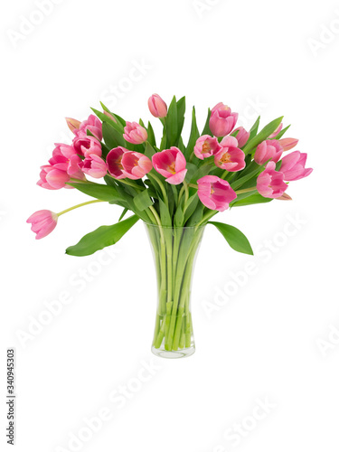 Pink tulips in a vase