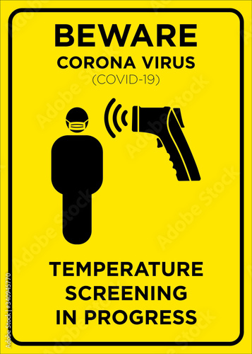 Vector Poster: Corona Virus (COVID-19), Temperature Screening in Progress Poster
