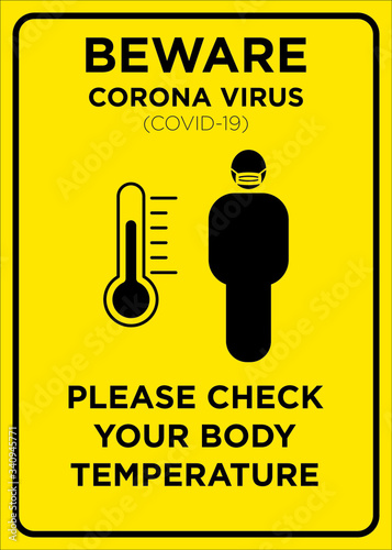Vector Poster: Corona Virus (COVID-19), Please Check Your Body Temperature Poster