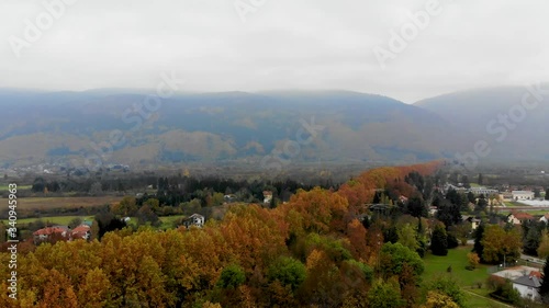 Drone footage of Big Alley in Sarajevo during the autumn photo