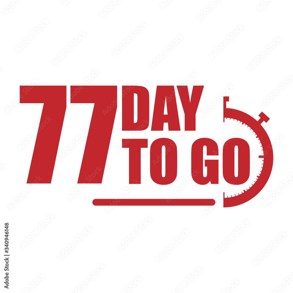 77 day to go label, red flat with promotion icon, Vector stock illustration 77 day to go label, red flat with promotion icon, Vector stock illustration