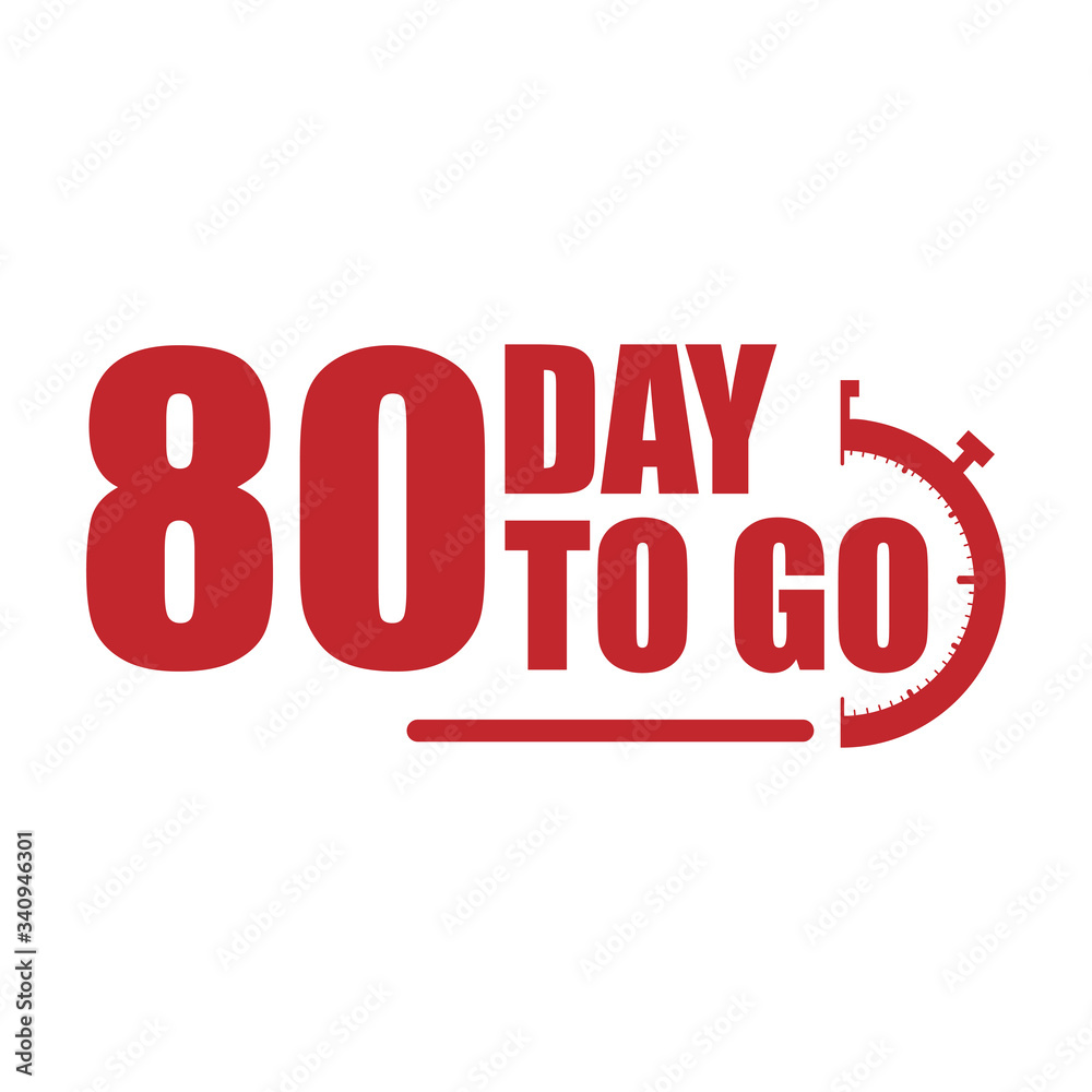 80 day to go label, red flat with promotion icon, Vector stock illustration 80 day to go label, red flat with promotion icon, Vector stock illustration