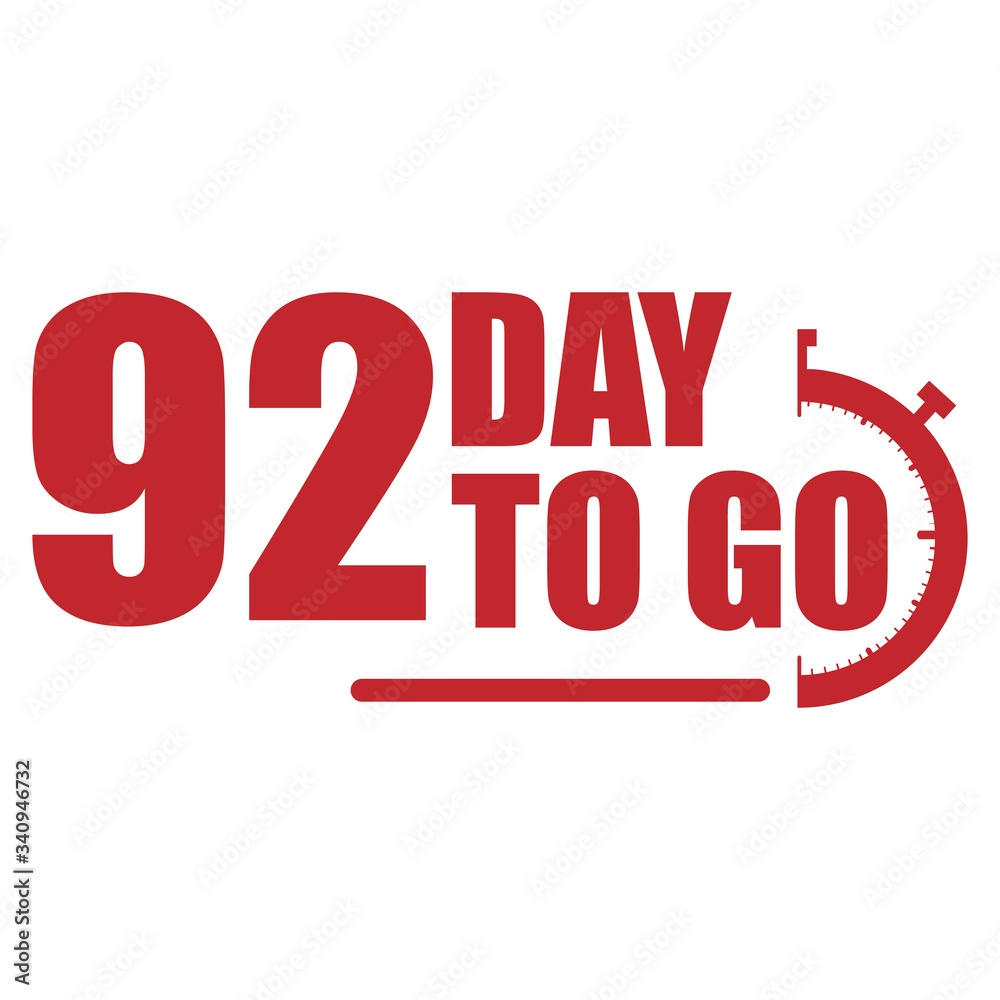 92 day to go label, red flat with promotion icon, Vector stock illustration 92 day to go label, red flat with promotion icon, Vector stock illustration