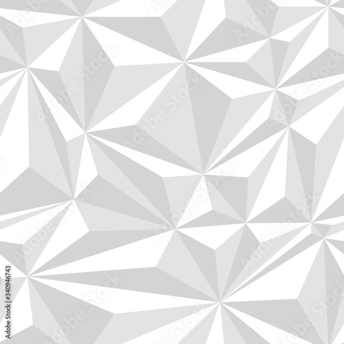 White crumpled paper simple polygonal light abstract seamless pattern, vector background