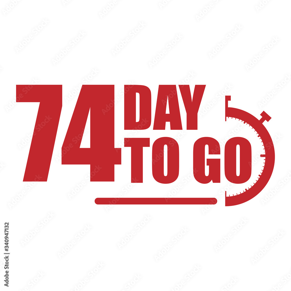 74 day to go label, red flat with promotion icon, Vector stock illustration 74 day to go label, red flat with promotion icon, Vector stock illustration