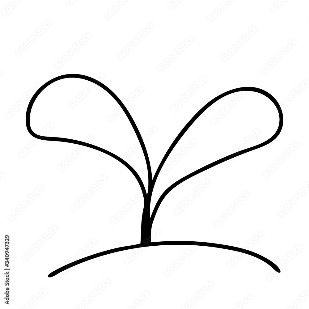 Cute and modern hand drawn garden element - sprout - isolated vector