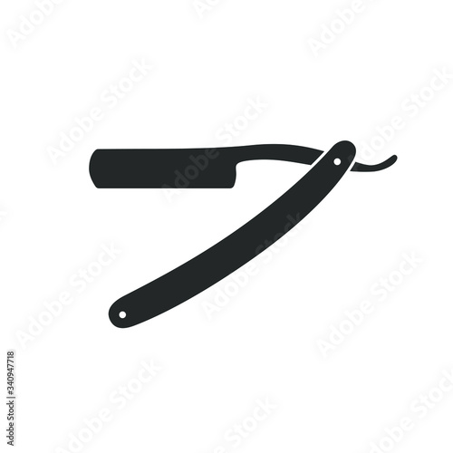 Straight razor icon. Straight razor for shaving graphic sign isolated on white background. Barber symbol. Vector illustration