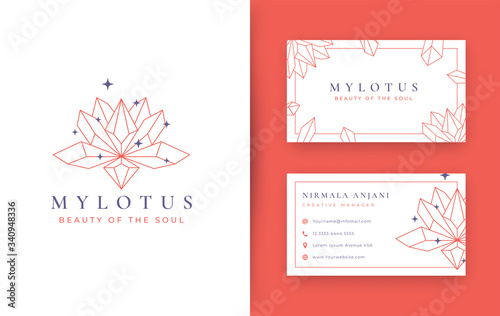Abstract Lotus stone crystal logo design