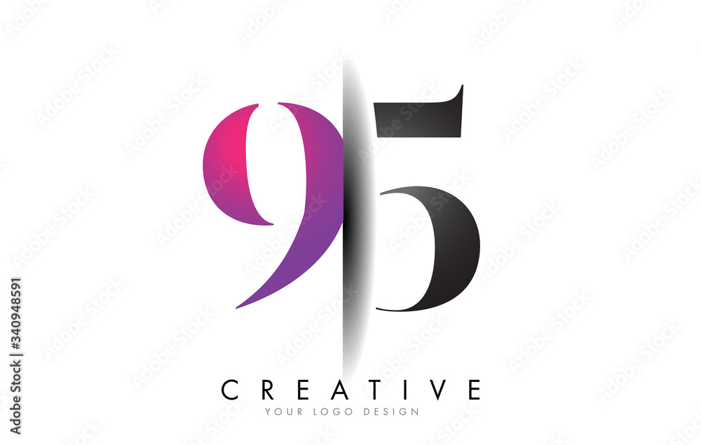 95 9 5 Grey and Pink Number Logo with Creative Shadow Cut Vector. 95 9 5 Grey and Pink Number Logo with Creative Shadow Cut Vector.