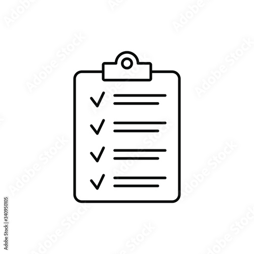 Clipboard with checklist icon, symbol for web site and app design.