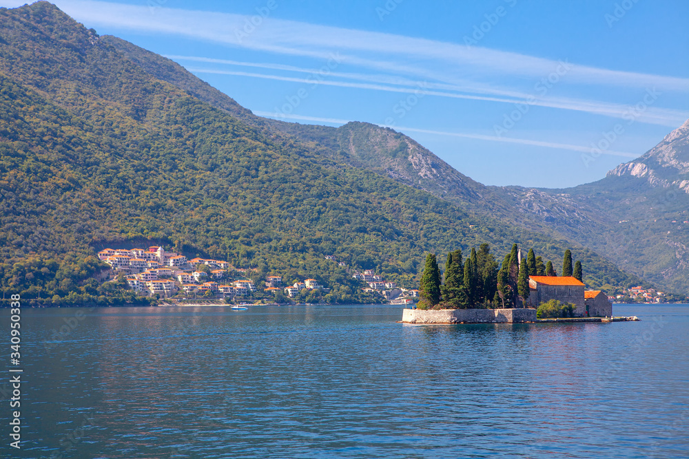 landscape with island in Kotor Bay 