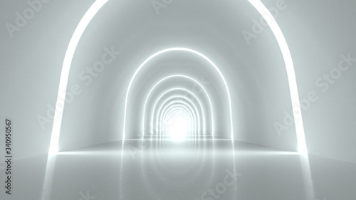 3d render white clean empty hall abstract background