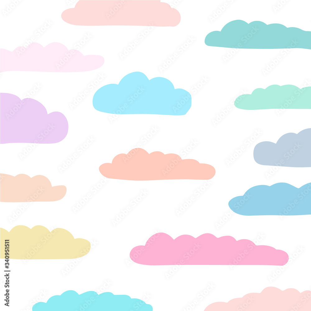 Cloud background in cartoon comic style pastel colors illustration symbol