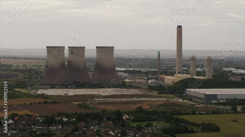 Pre demolition of Didcot power station cooling towers in the hours before blowdown. Sutton Courtney in front photo