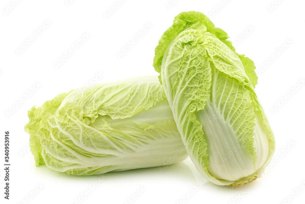 Fototapeta fresh chinese cabbages on a white background