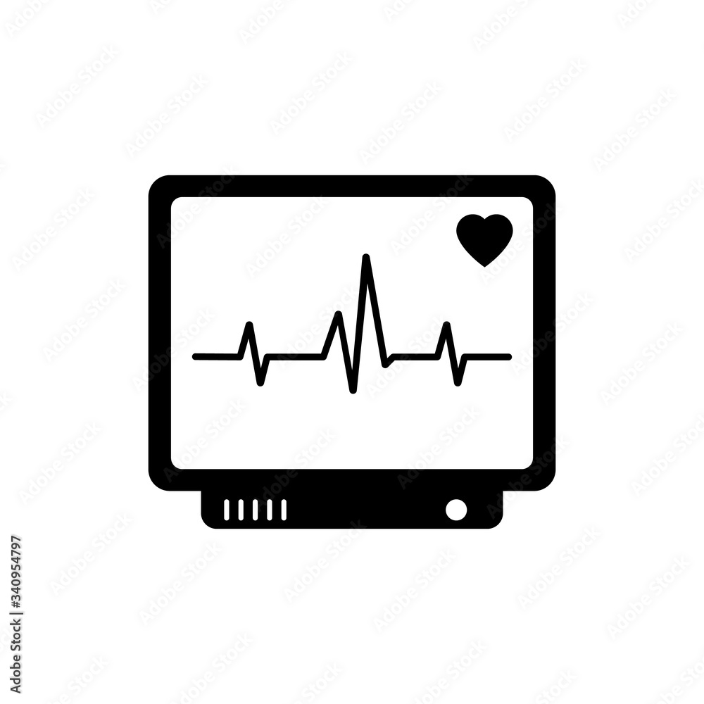 Heart monitor screen icon. Vector illustration heartbeat, pulse, rhythm heart. Heart monitor screen icon. Vector illustration heartbeat, pulse, rhythm heart.