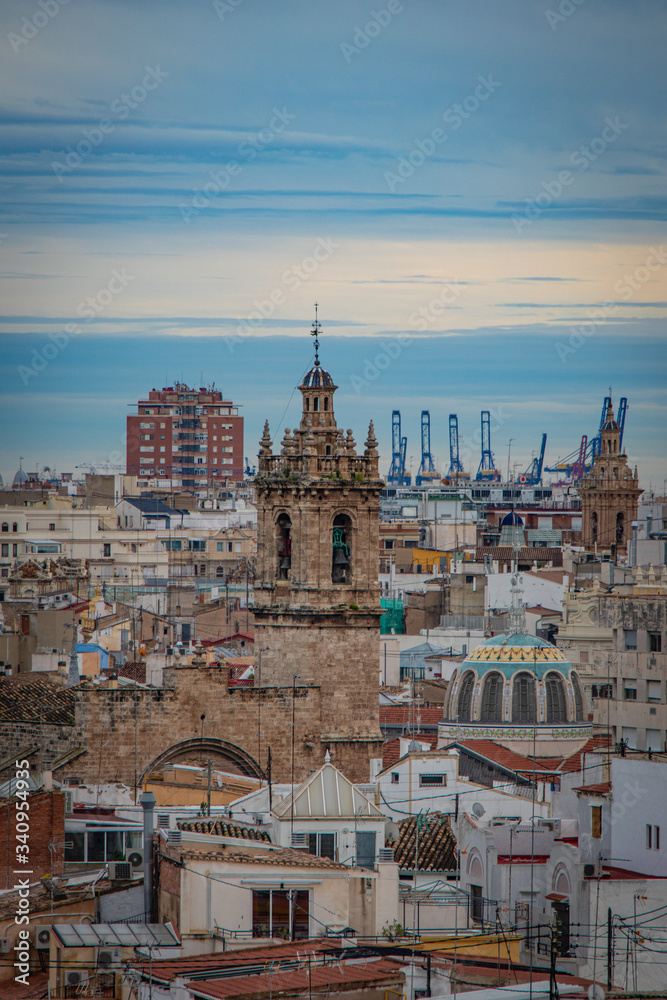Fototapeta premium Aerial view of the old town in City of Arts Valencia, Spain