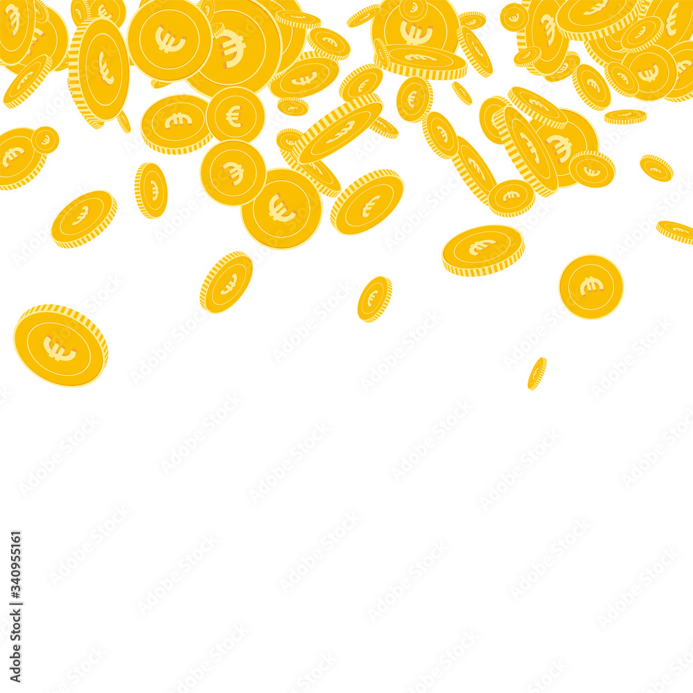 European Union Euro coins falling. Scattered float European Union Euro coins falling. Scattered float