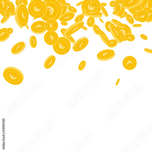 European Union Euro coins falling. Scattered float