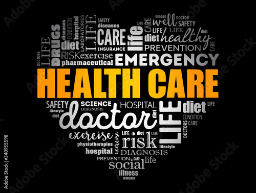 HEALTH CARE heart word cloud, fitness, sport, health concept background