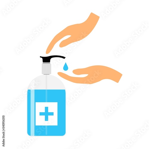 Hand wash gel icon on white background. Hand sanitizer sign and symbol